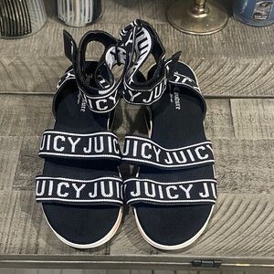 Juicy Couture Black and White Logo Sandals